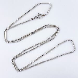Vintage Italy AGI Sterling Silver 925 Ball Bar Link Chain Necklace 24"